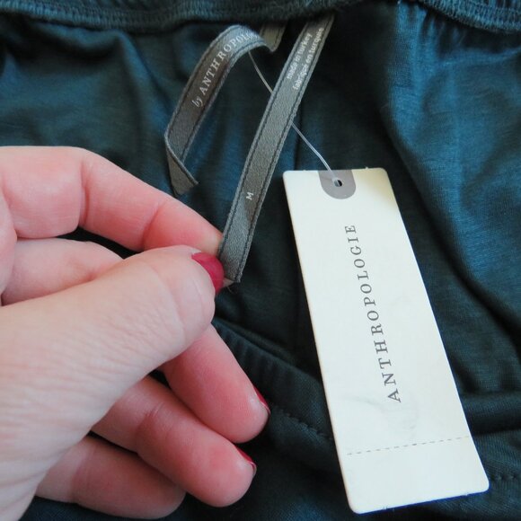 BY ANTHROPOLOGIE Ruched Knit Midi Skirt in Navy Teal Green Stretch - Size M NWT - Picture 12 of 12